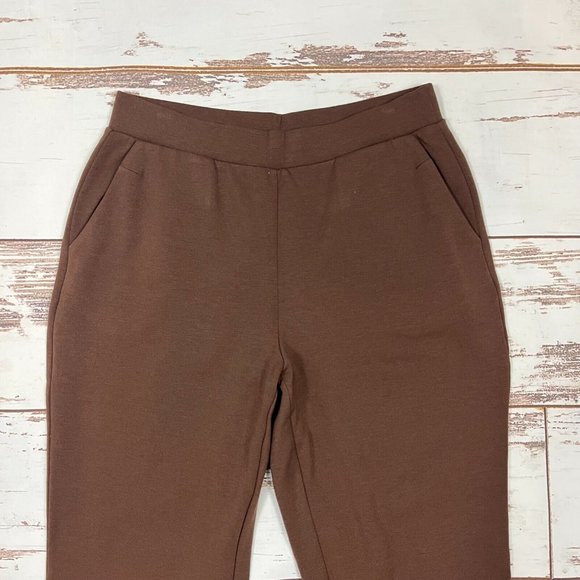 Lisa Rinna Collection Brushed French Terry Pants Size XS Slim Leg Coffee Pull On - Picture 6 of 11
